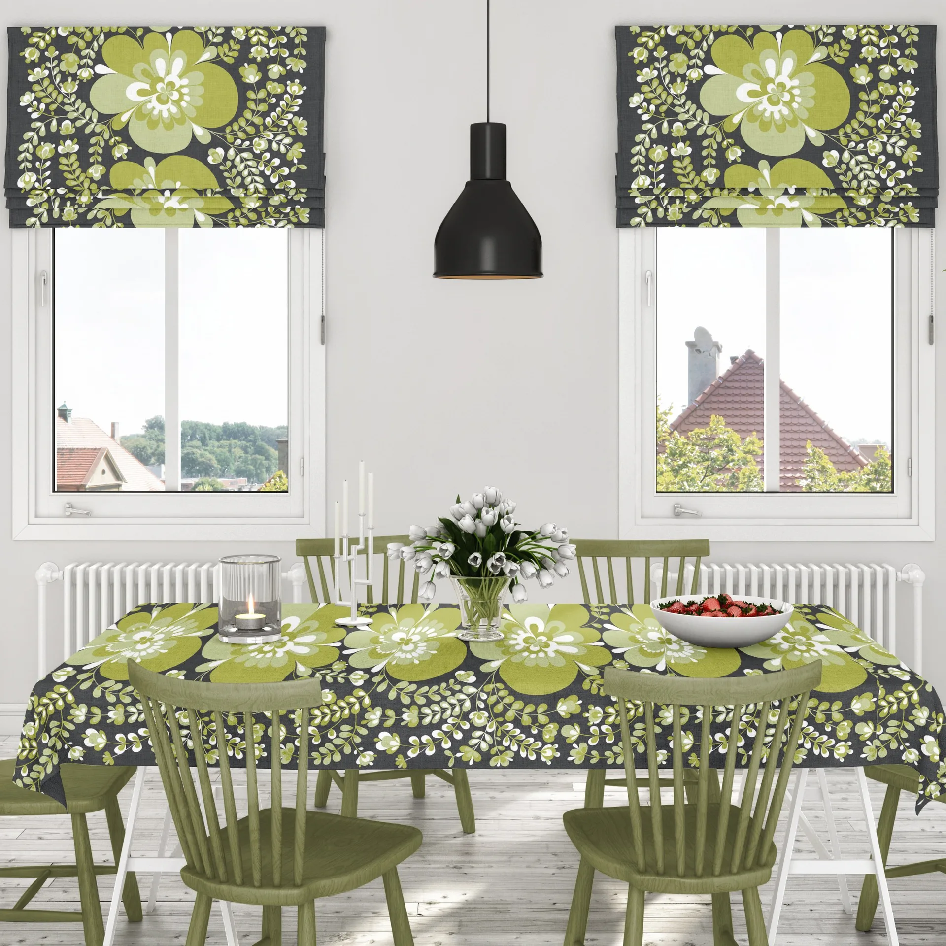 Hule Viveka, verde-gris Arvidssons Textil