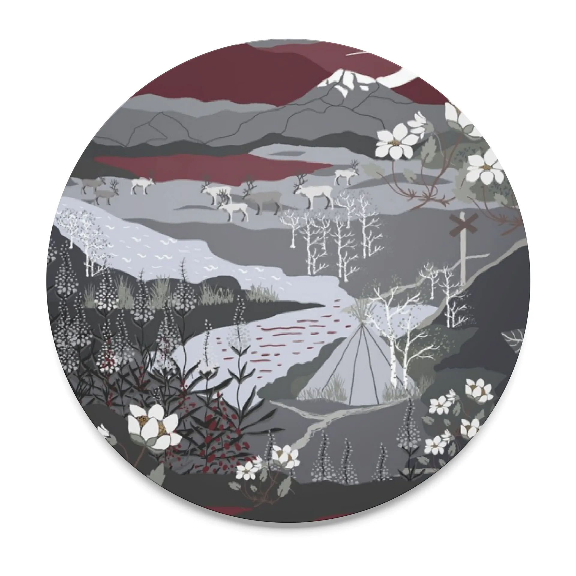 Salvamanteles Fjällvandring, Gris-Rojo vino Arvidssons Textil