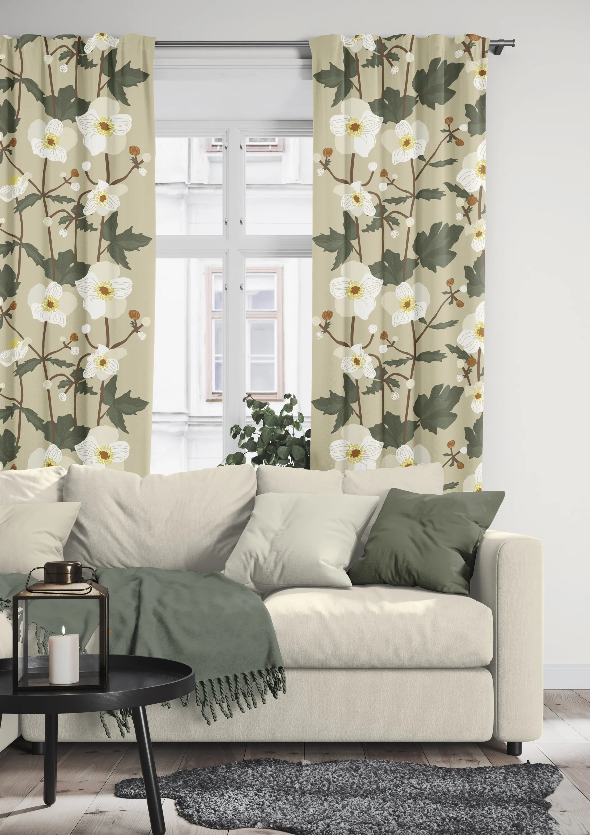 Tela Anemon, Beige Arvidssons Textil