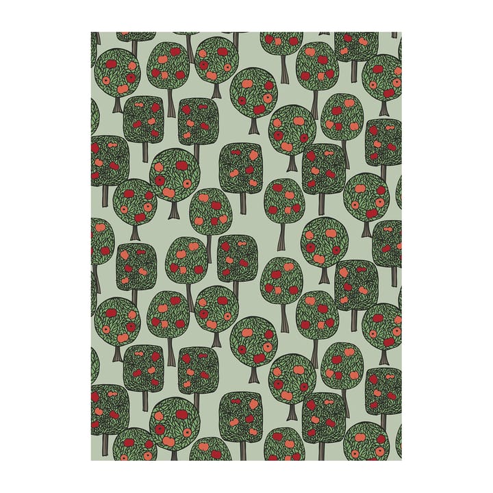 Tela Äppelskogen - Verde-Rojo - Arvidssons Textil