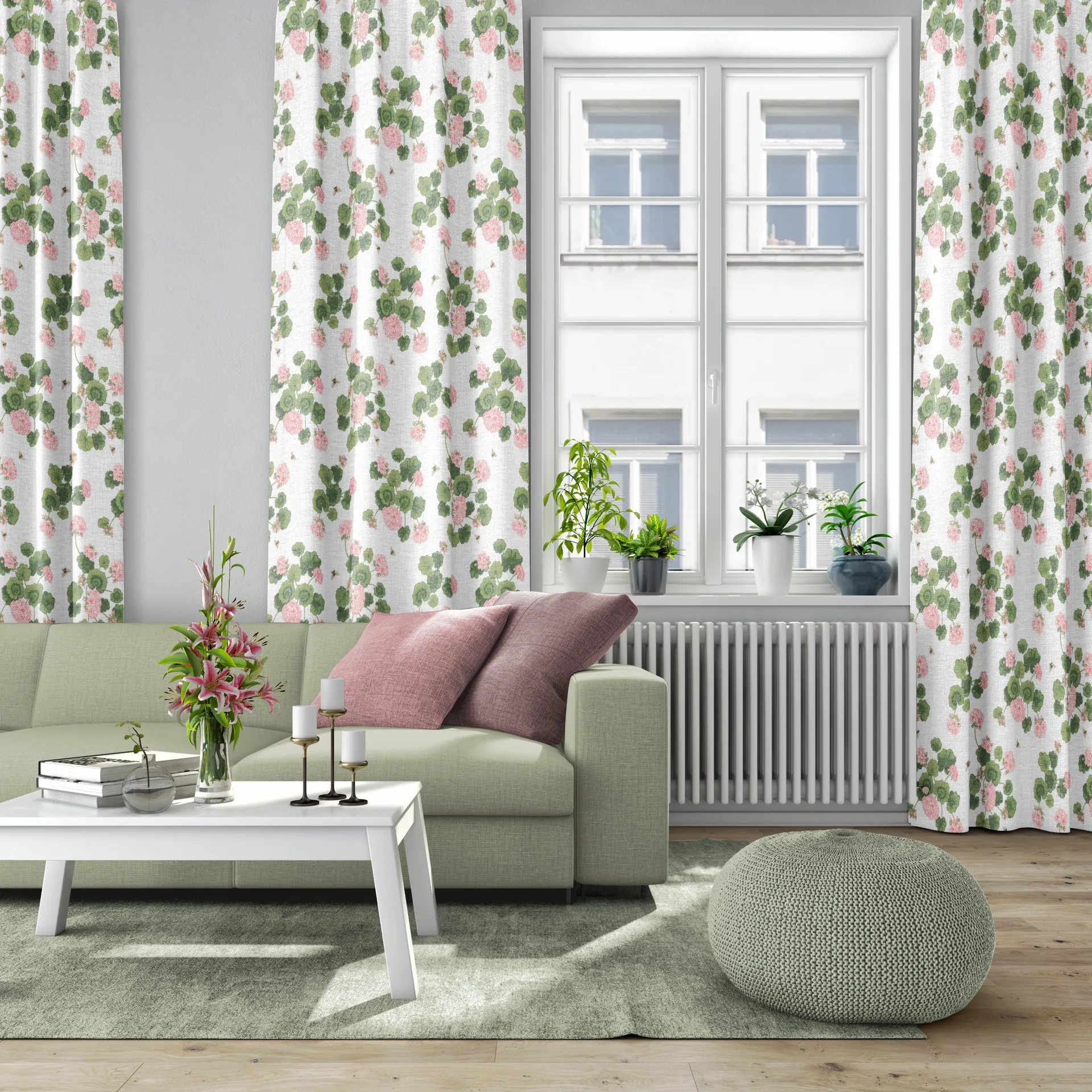 Tela Astrid, Rosa-verde Arvidssons Textil