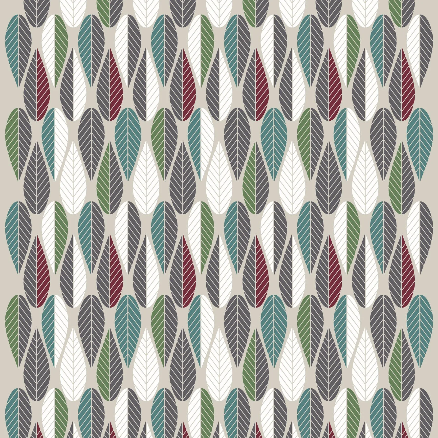 Tela Blader, burdeos-verde-gris Arvidssons Textil