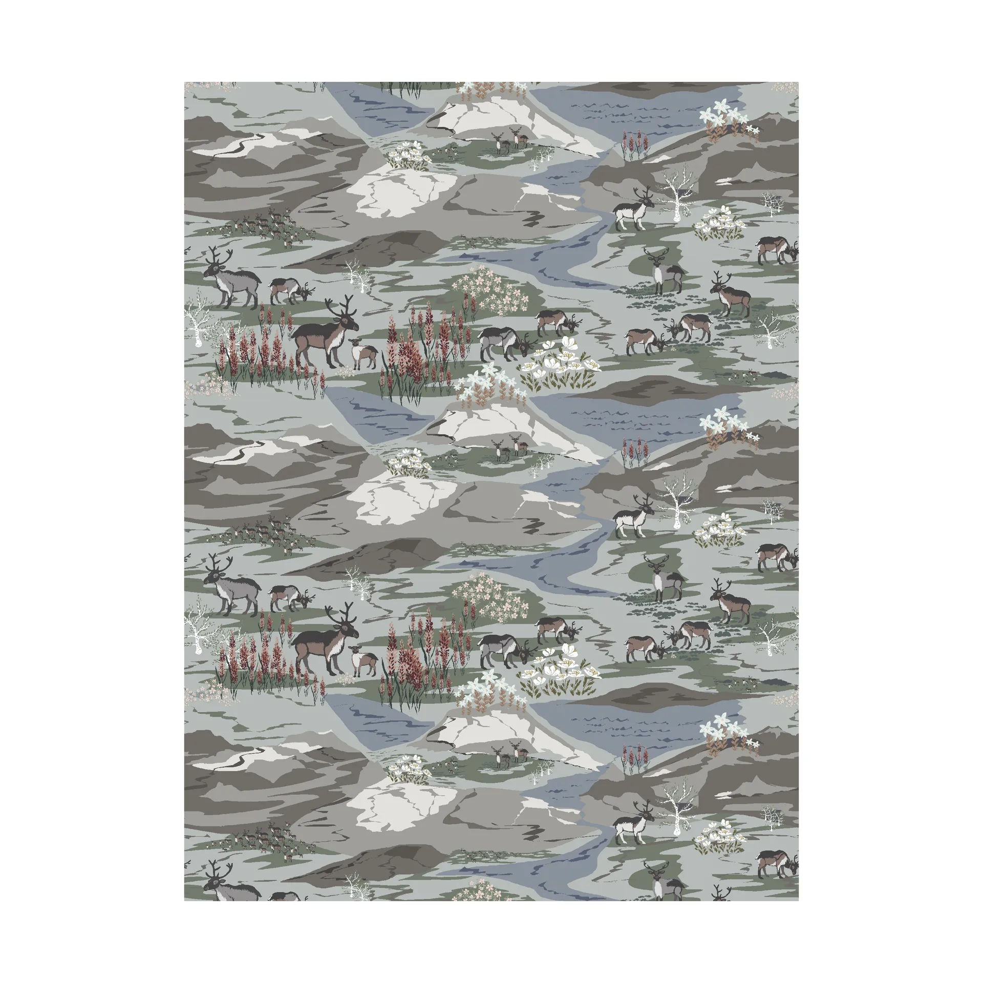 Tela Fjällängar, Gris/verde Arvidssons Textil