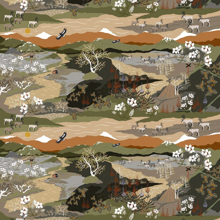 Tela Fjällvandring, verde-óxido Arvidssons Textil