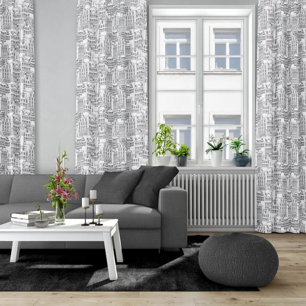 Tela Gamlastan, negro-blanco Arvidssons Textil