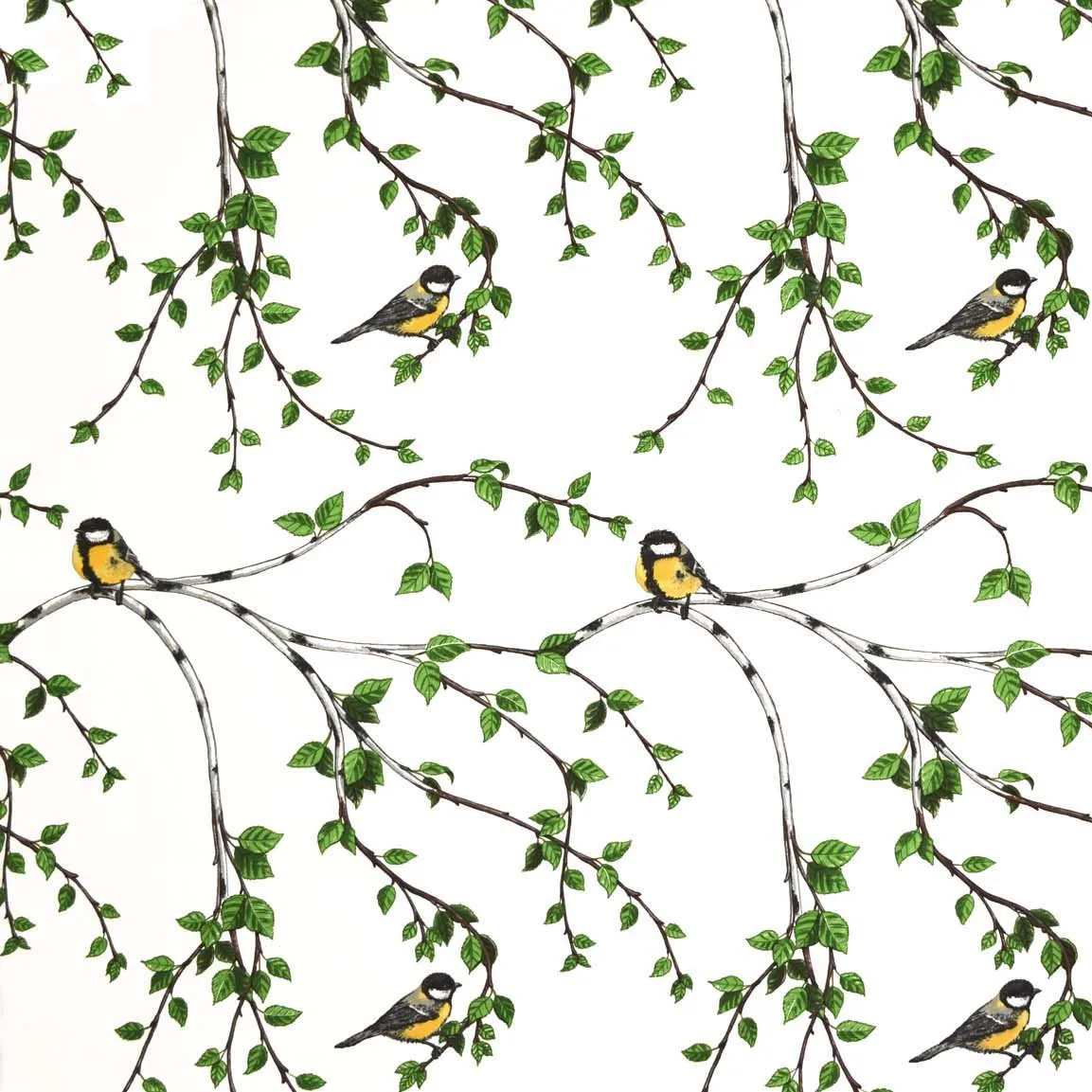 Tela Gläntan, blanco-verde Arvidssons Textil