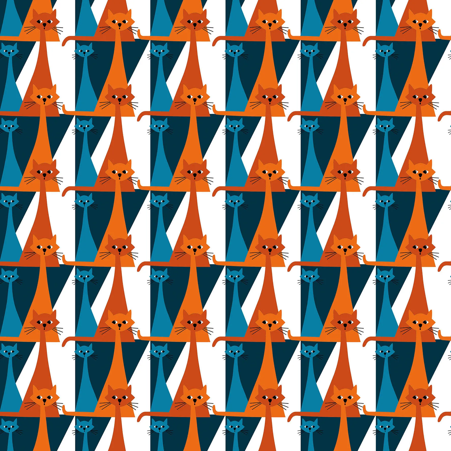 Tela Kitty, azul-naranja Arvidssons Textil