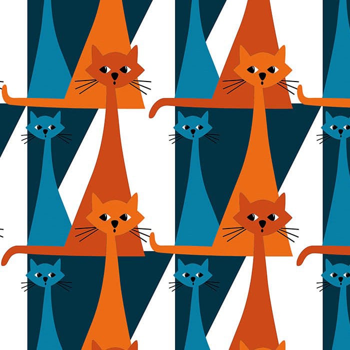 Tela Kitty, azul-naranja Arvidssons Textil