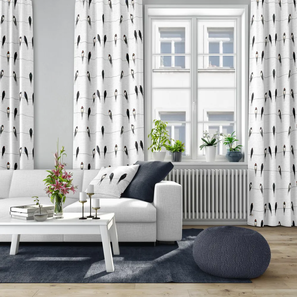 Tela Ladusvalor, blanco Arvidssons Textil