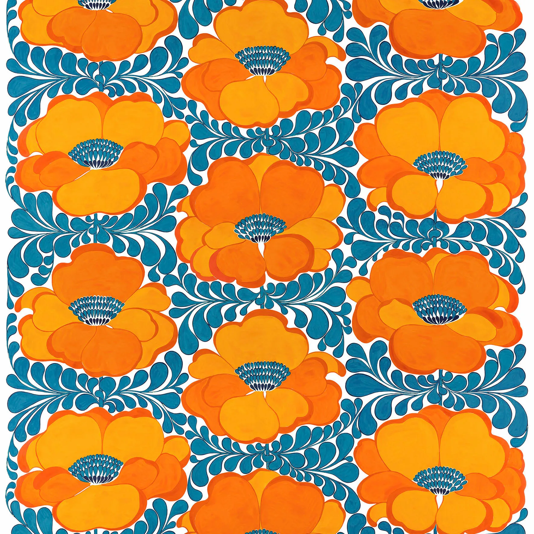 Tela Love, azul-naranja Arvidssons Textil