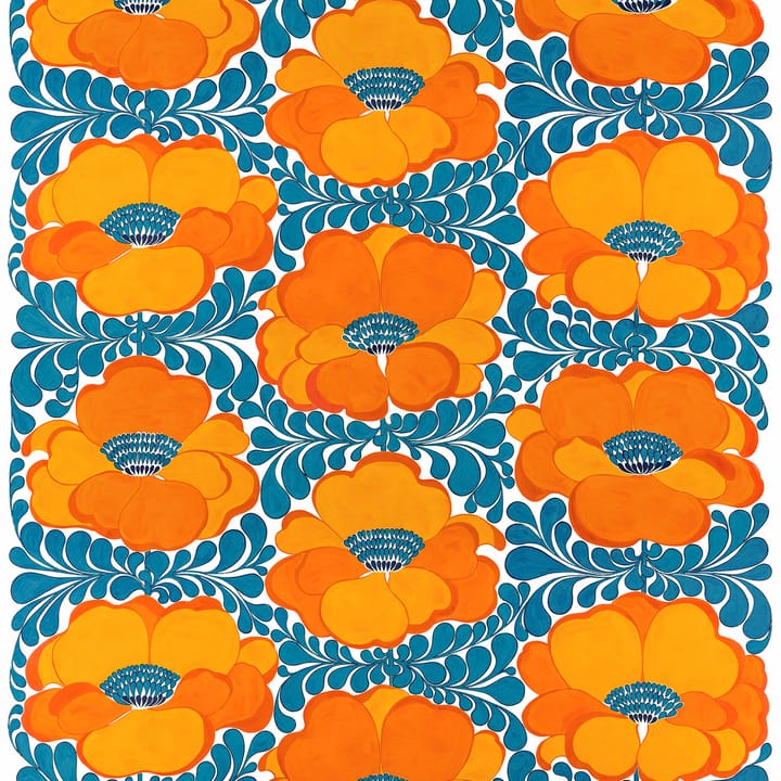 Tela Love - azul-naranja - Arvidssons Textil
