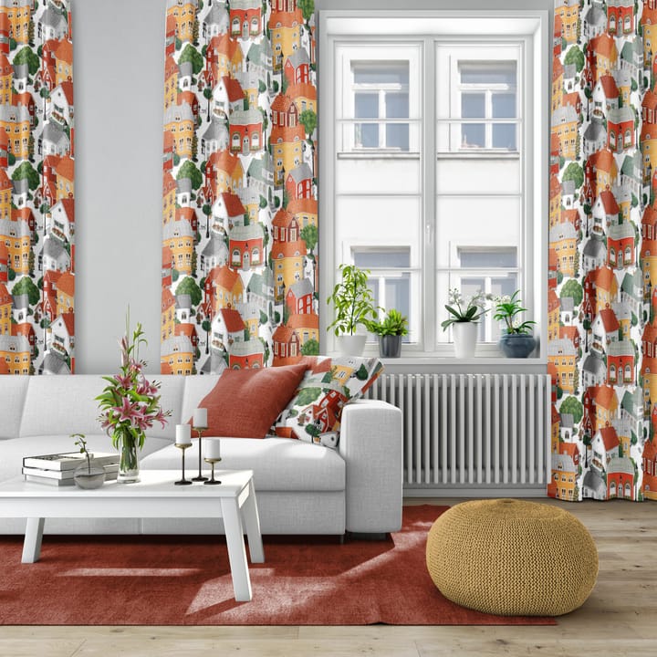 Tela Lyckeby blommar, rojo-naranja Arvidssons Textil