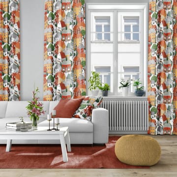 Tela Lyckeby blommar - rojo-naranja - Arvidssons Textil