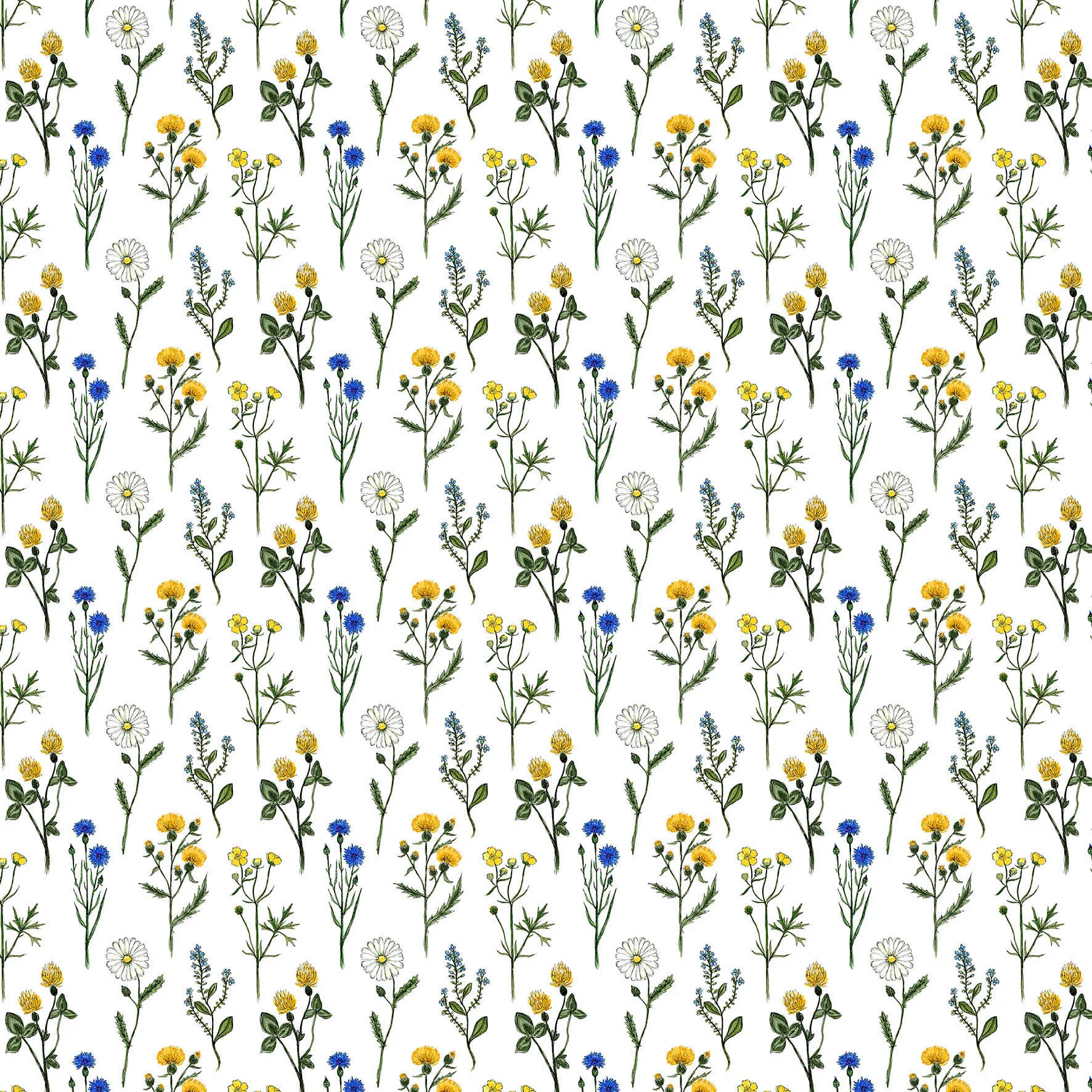Tela Midsommar, amarillo-azul Arvidssons Textil