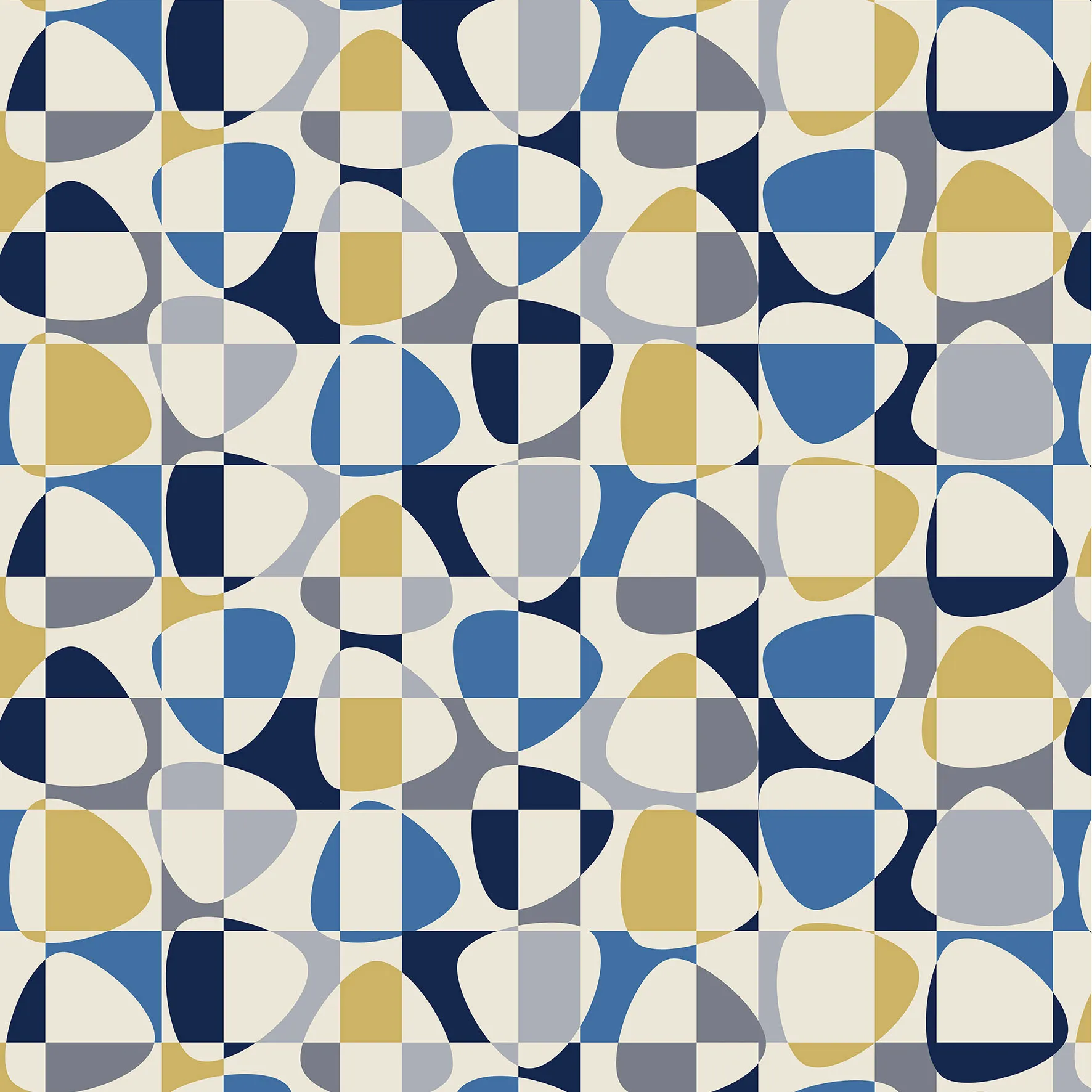 Tela Mosaik, azul Arvidssons Textil
