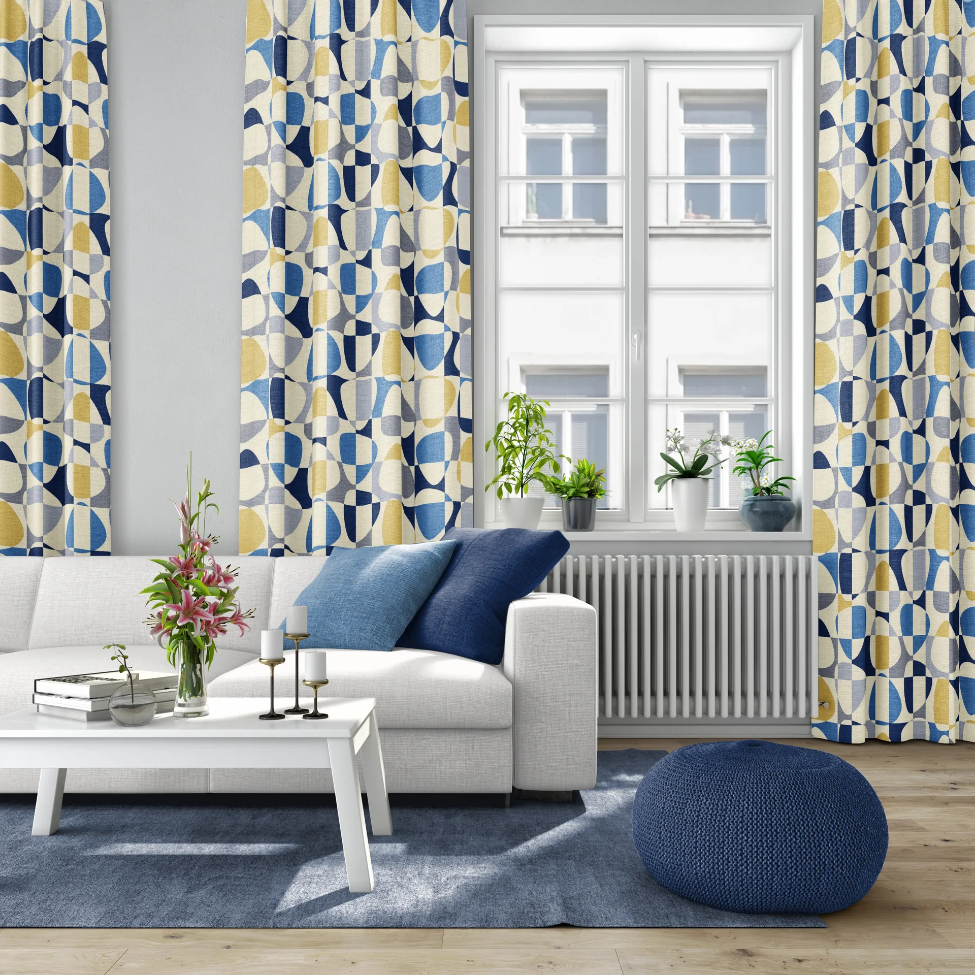 Tela Mosaik, azul Arvidssons Textil