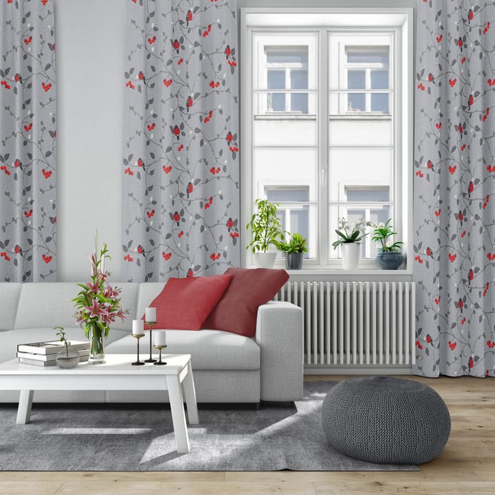 Tela Paradisäpplen, gris-rojo Arvidssons Textil