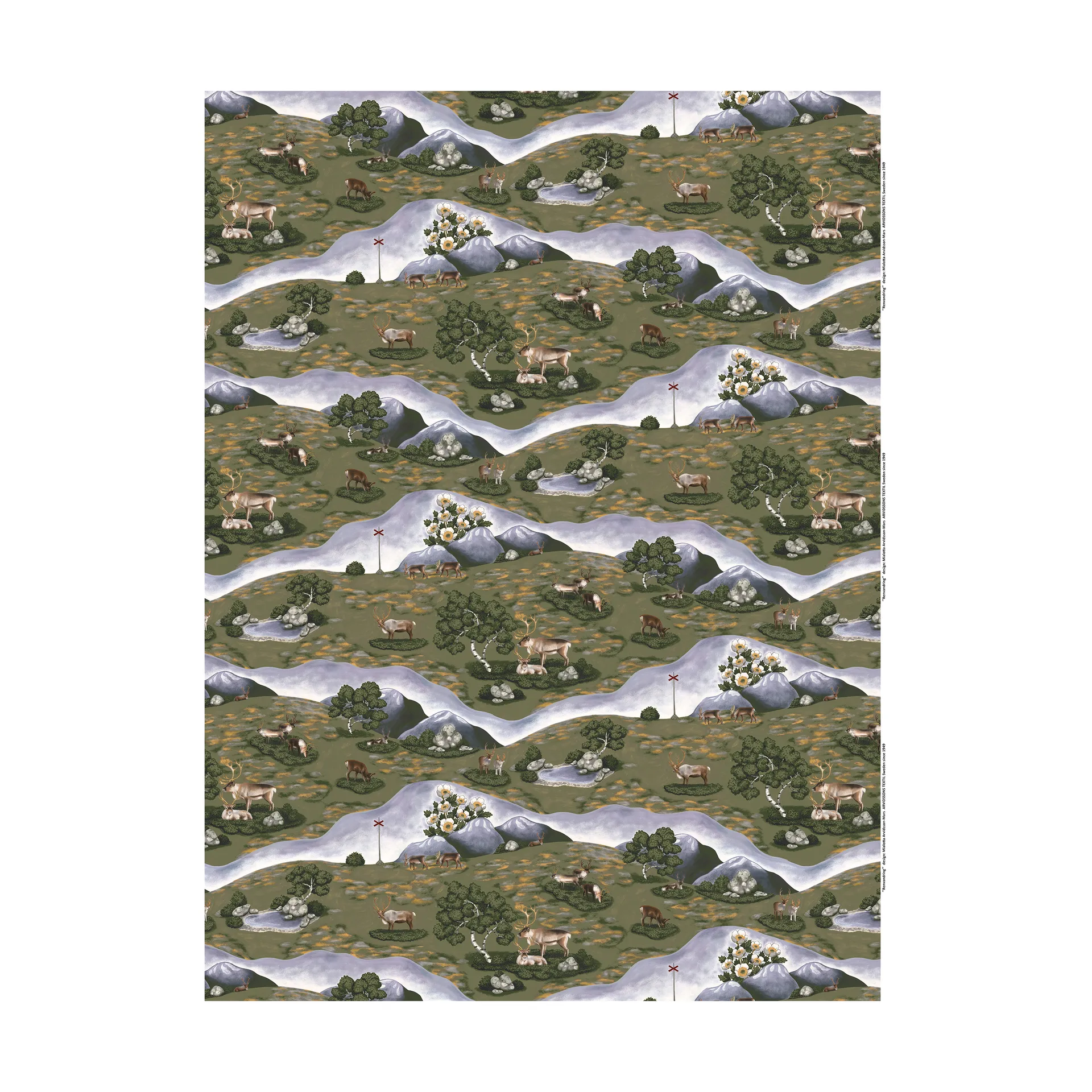 Tela Renvandring, Verde oscuro Arvidssons Textil