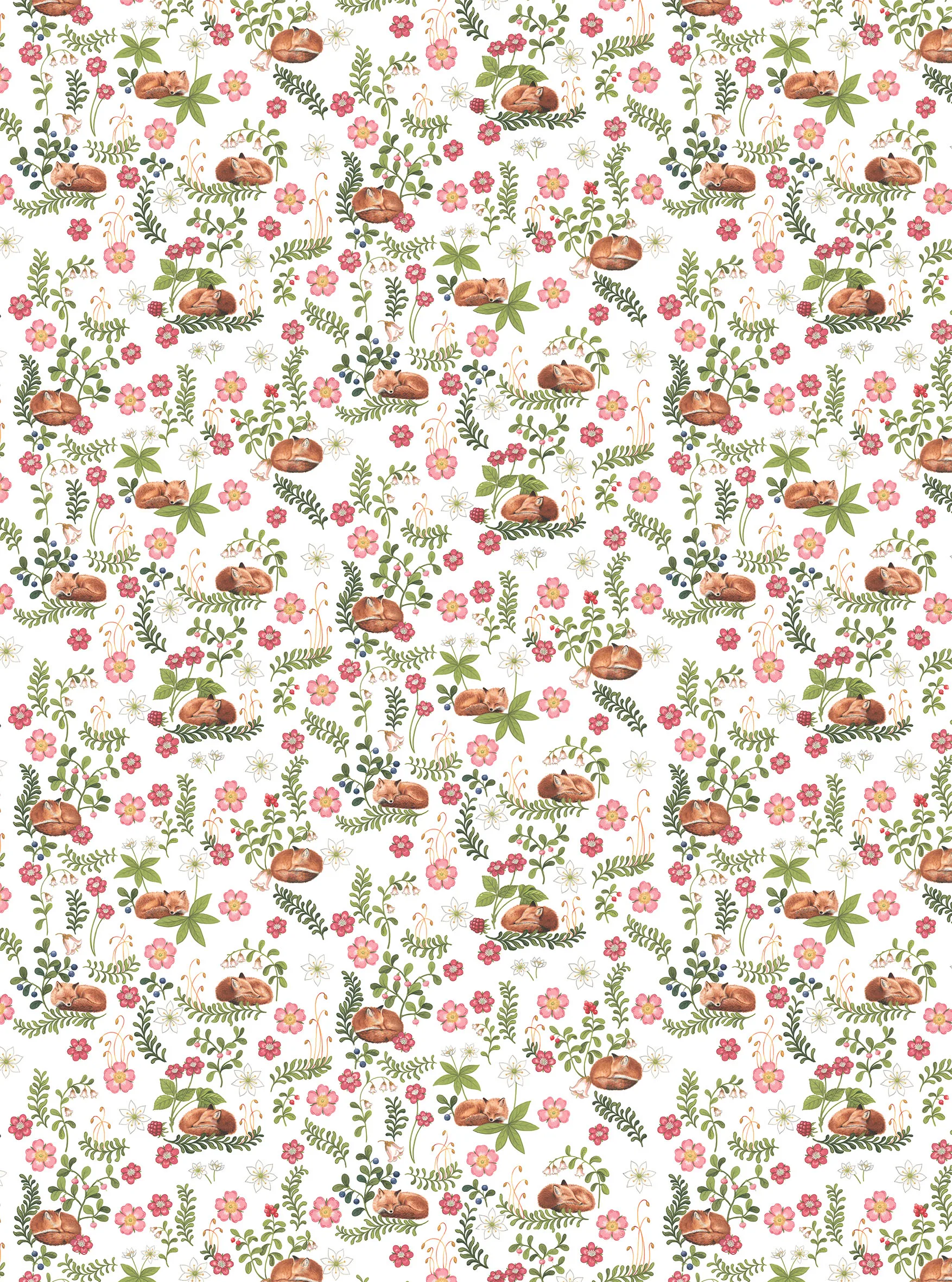 Tela Sova räv, verde-rosa Arvidssons Textil