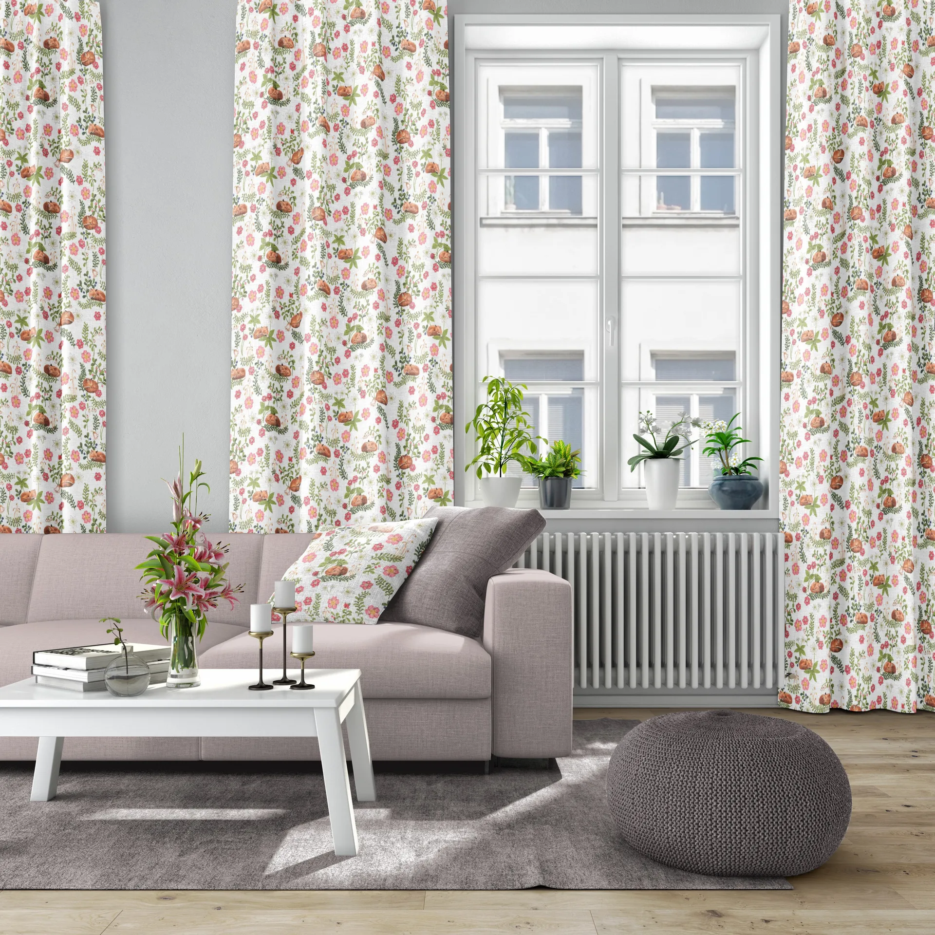 Tela Sova räv, verde-rosa Arvidssons Textil