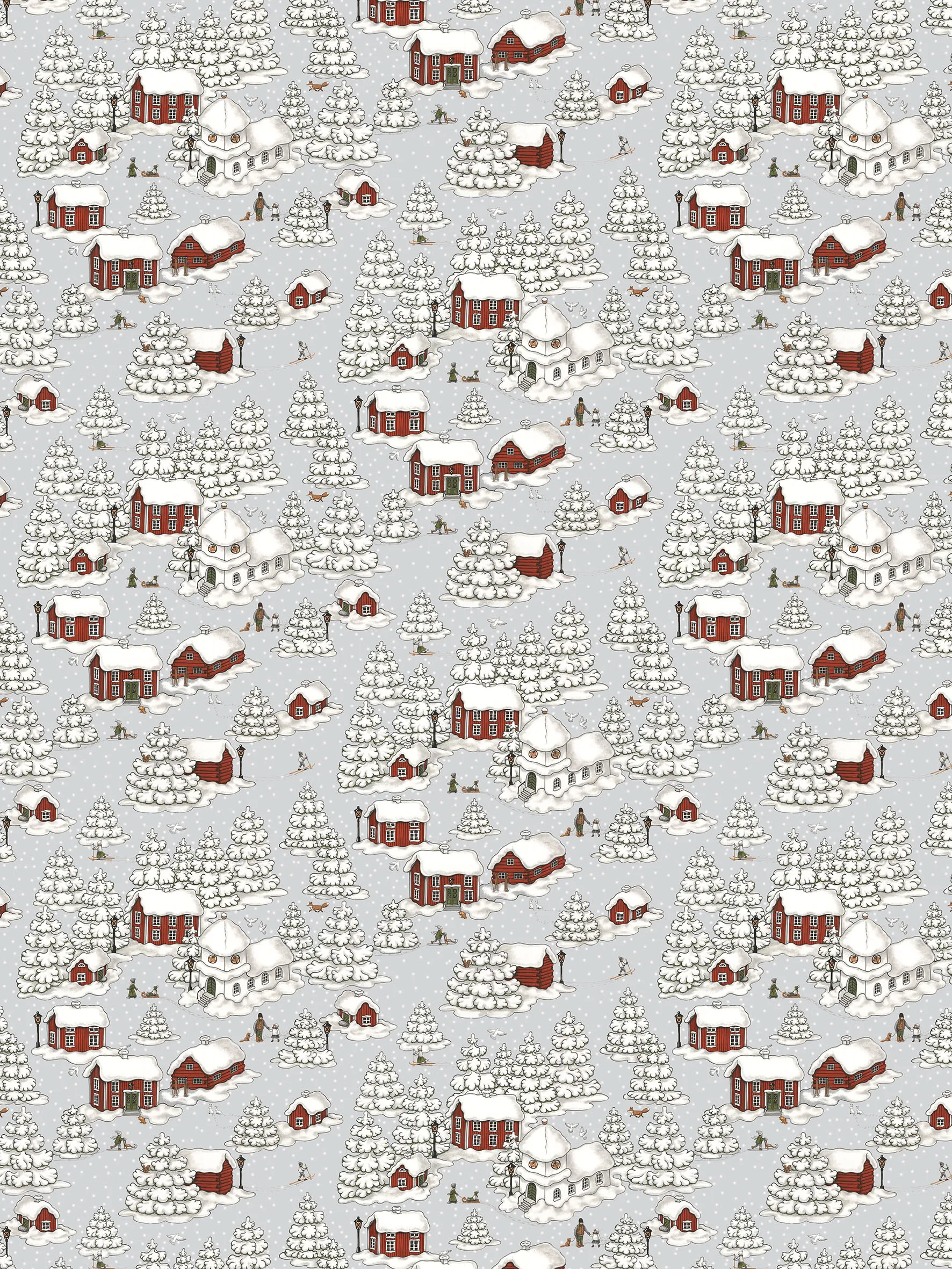 Tela Timmerbyn, gris-rojo Arvidssons Textil