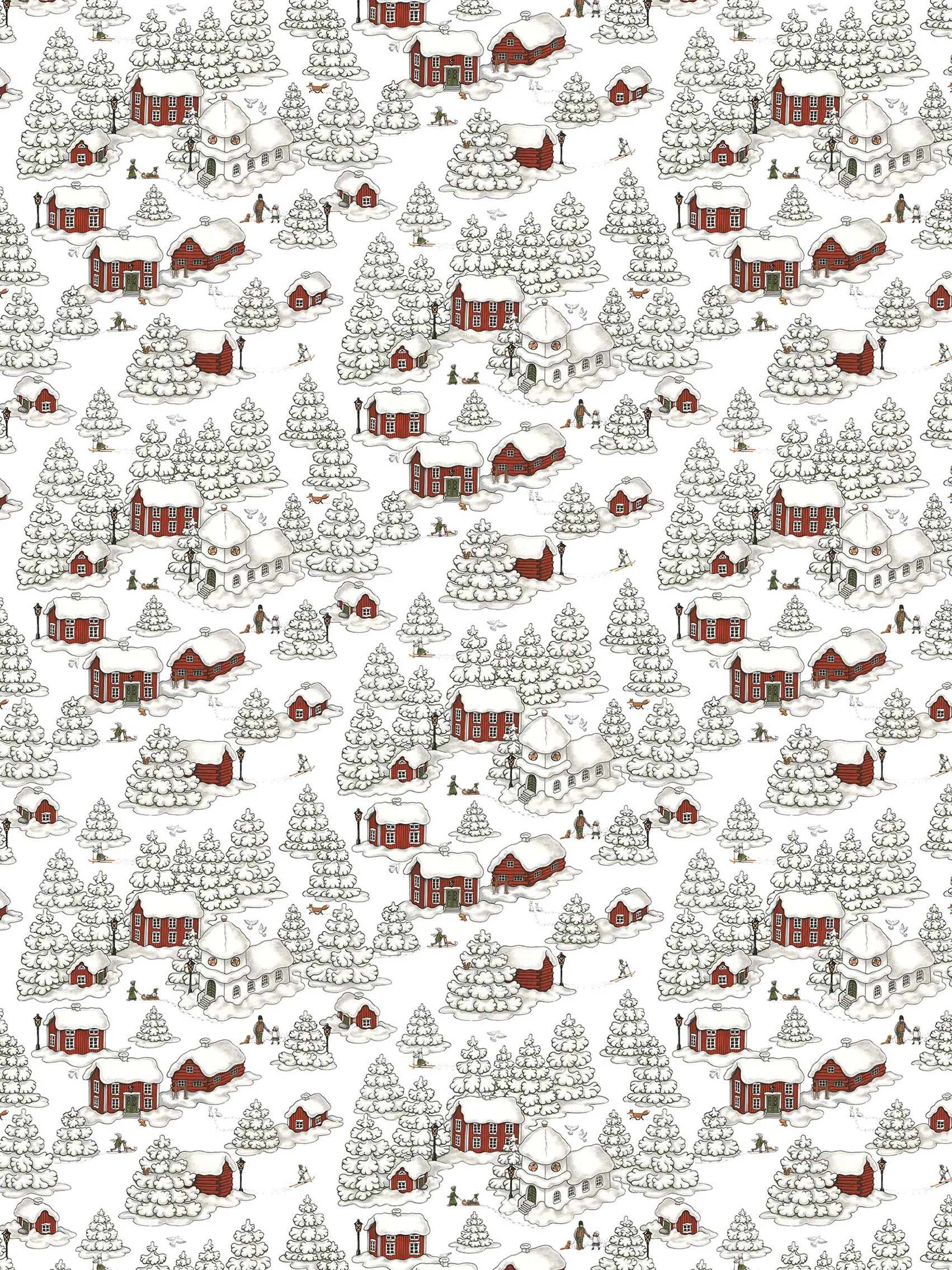 Tela Timmerbyn, Offwhite-gris-rojo Arvidssons Textil