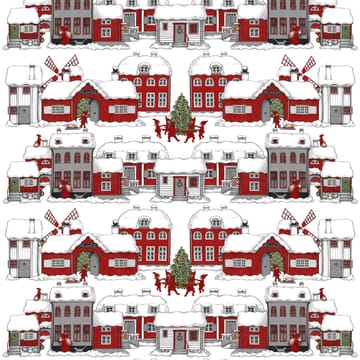 Tela Tomteboda - Off white-rojo - Arvidssons Textil