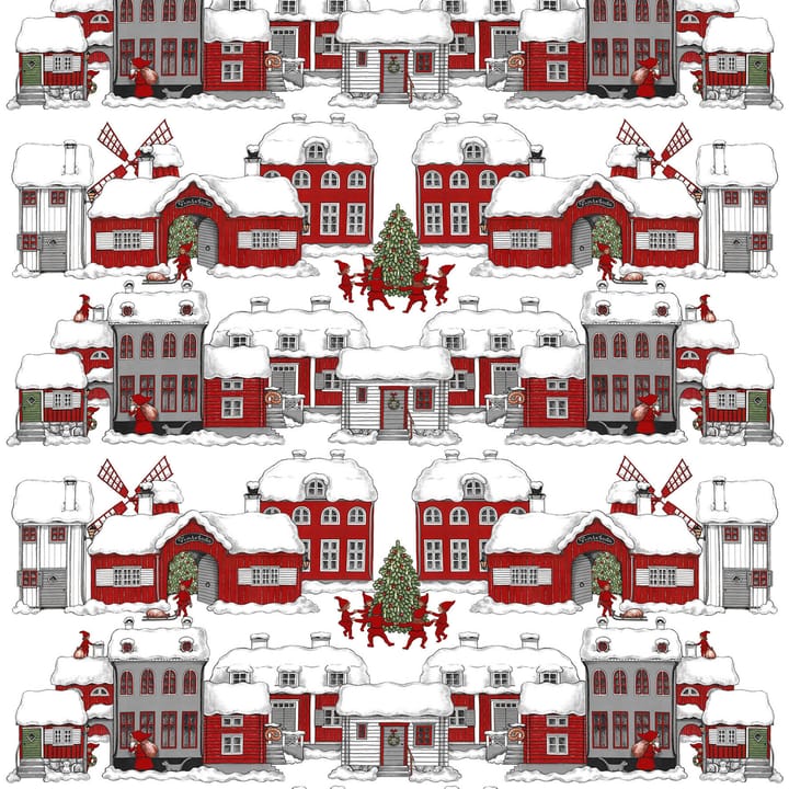 Tela Tomteboda - Off white-rojo - Arvidssons Textil