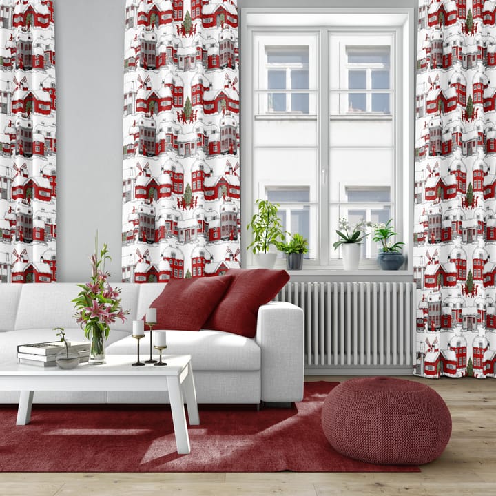Tela Tomteboda, Off white-rojo Arvidssons Textil