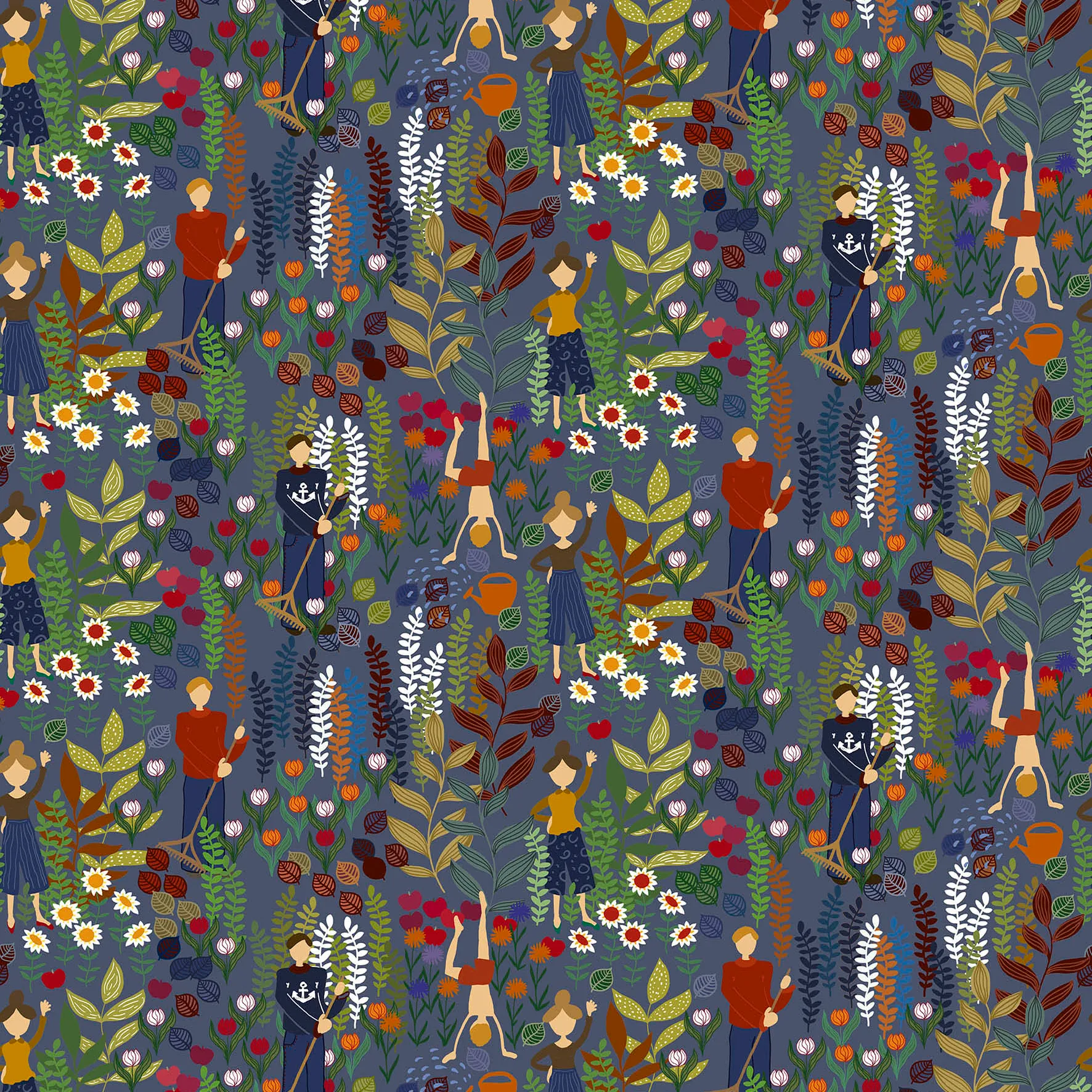 Tela Trädgård, azul Arvidssons Textil