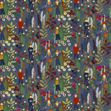 Tela Trädgård - azul - Arvidssons Textil