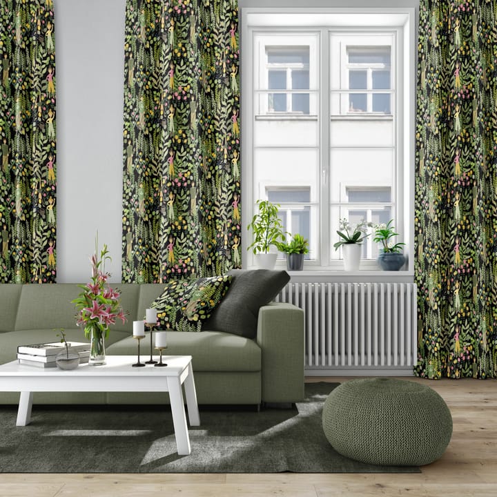 Tela Trädgård, negro-verde Arvidssons Textil