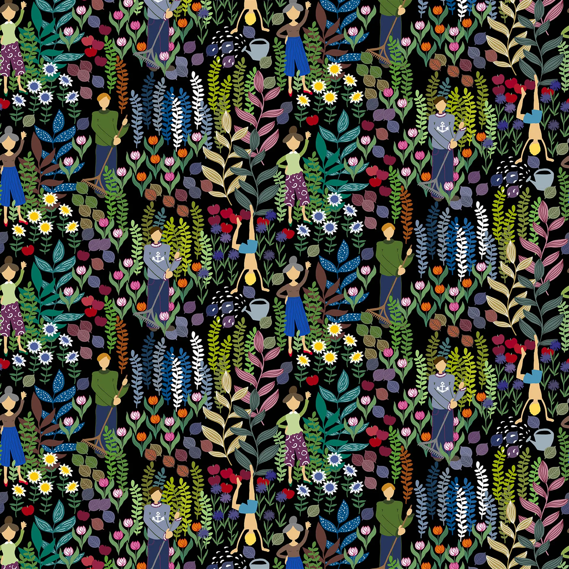 Tela Trädgård, negro Arvidssons Textil