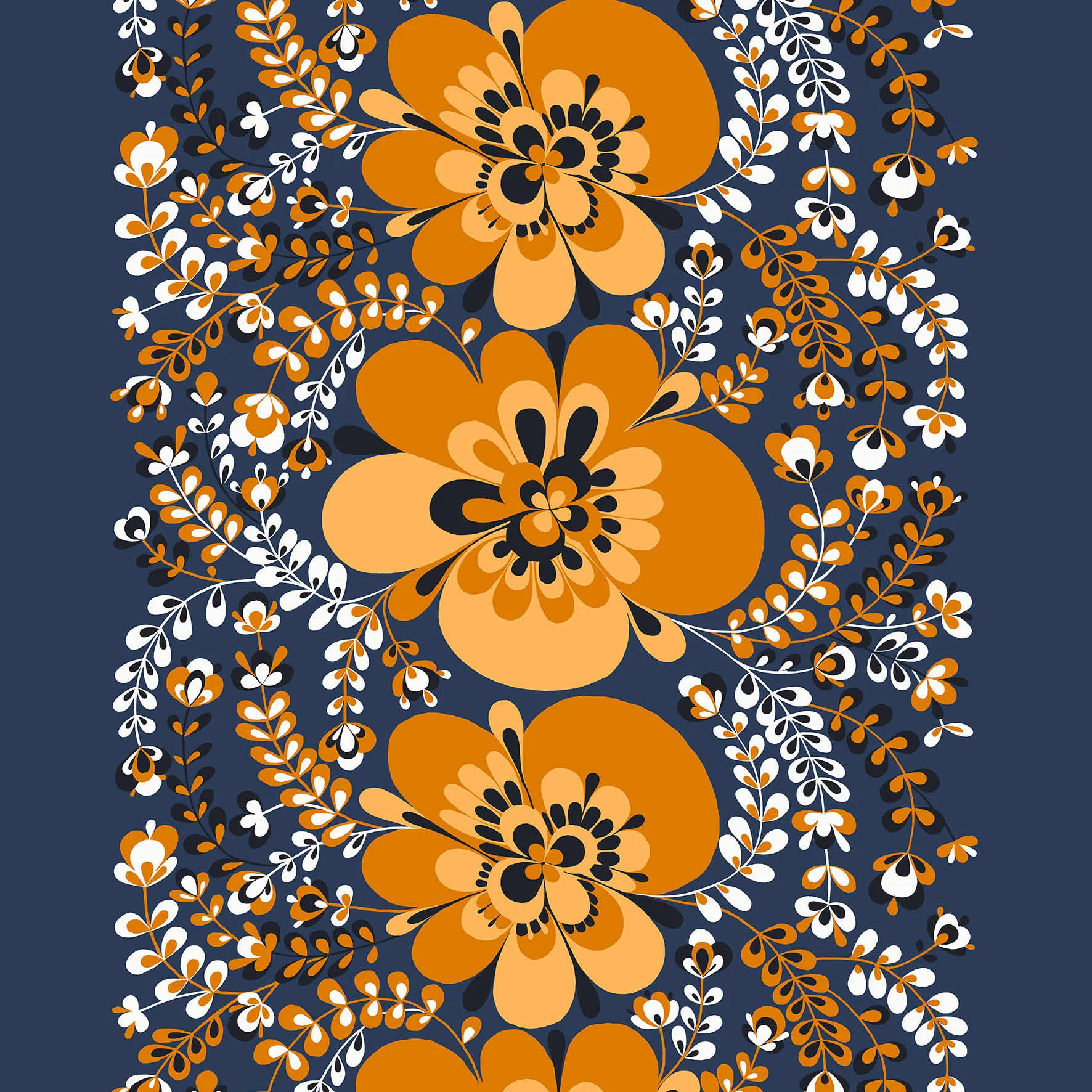 Tela Viveka, naranja-azul Arvidssons Textil