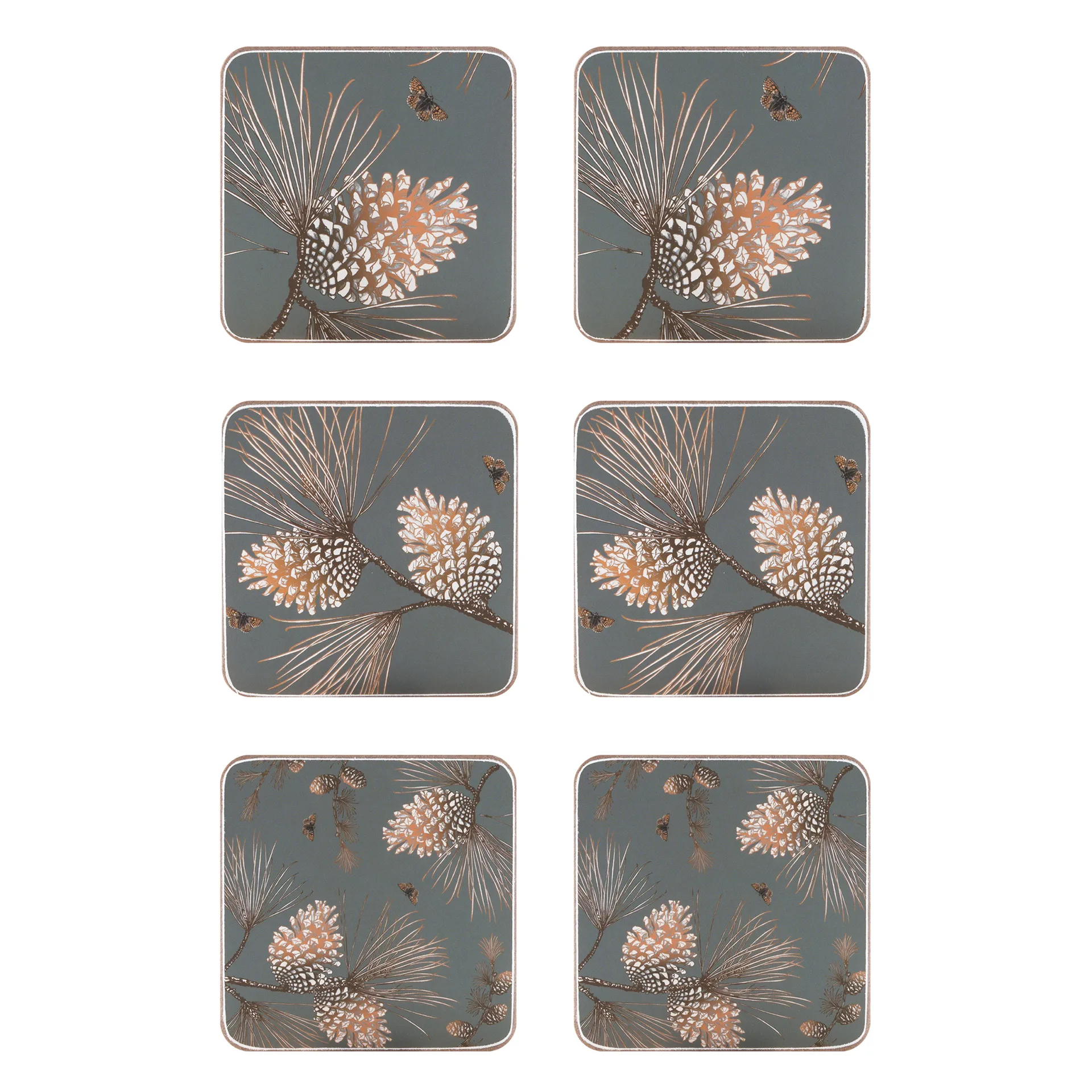 6 Posavasos Pine Cone, Moss grey Åry Home