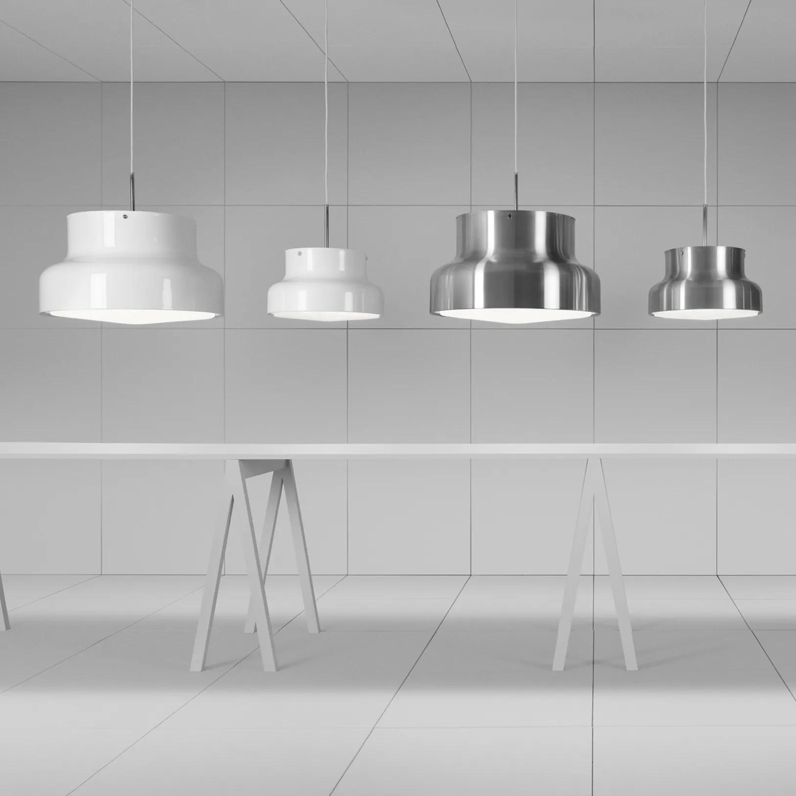 Lámpara grande Bumling 600 mm, Blanco-vidrio opalino Ateljé Lyktan