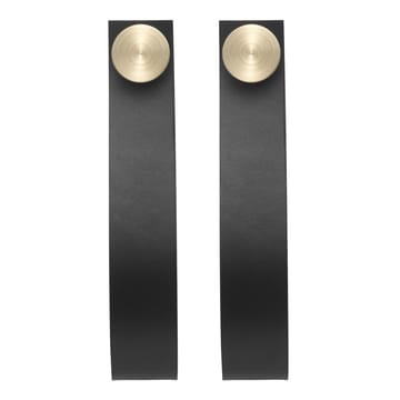 2 Colgadores Stropp - cuero negro-pomo latón - Audo Copenhagen