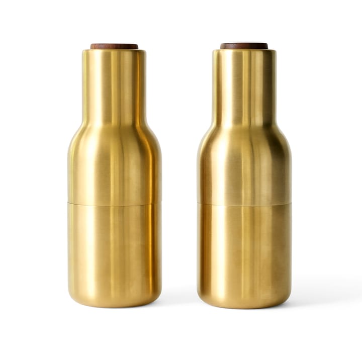 2 Molinillos de especias Bottle Grinder metal, Brushed brass (tapa de nogal) Audo Copenhagen