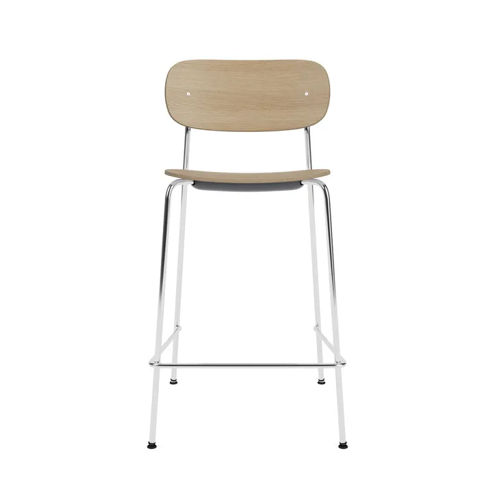 Co Bar Chair taburete de bar - Roble-acero cromado, 65 cm - Audo Copenhagen