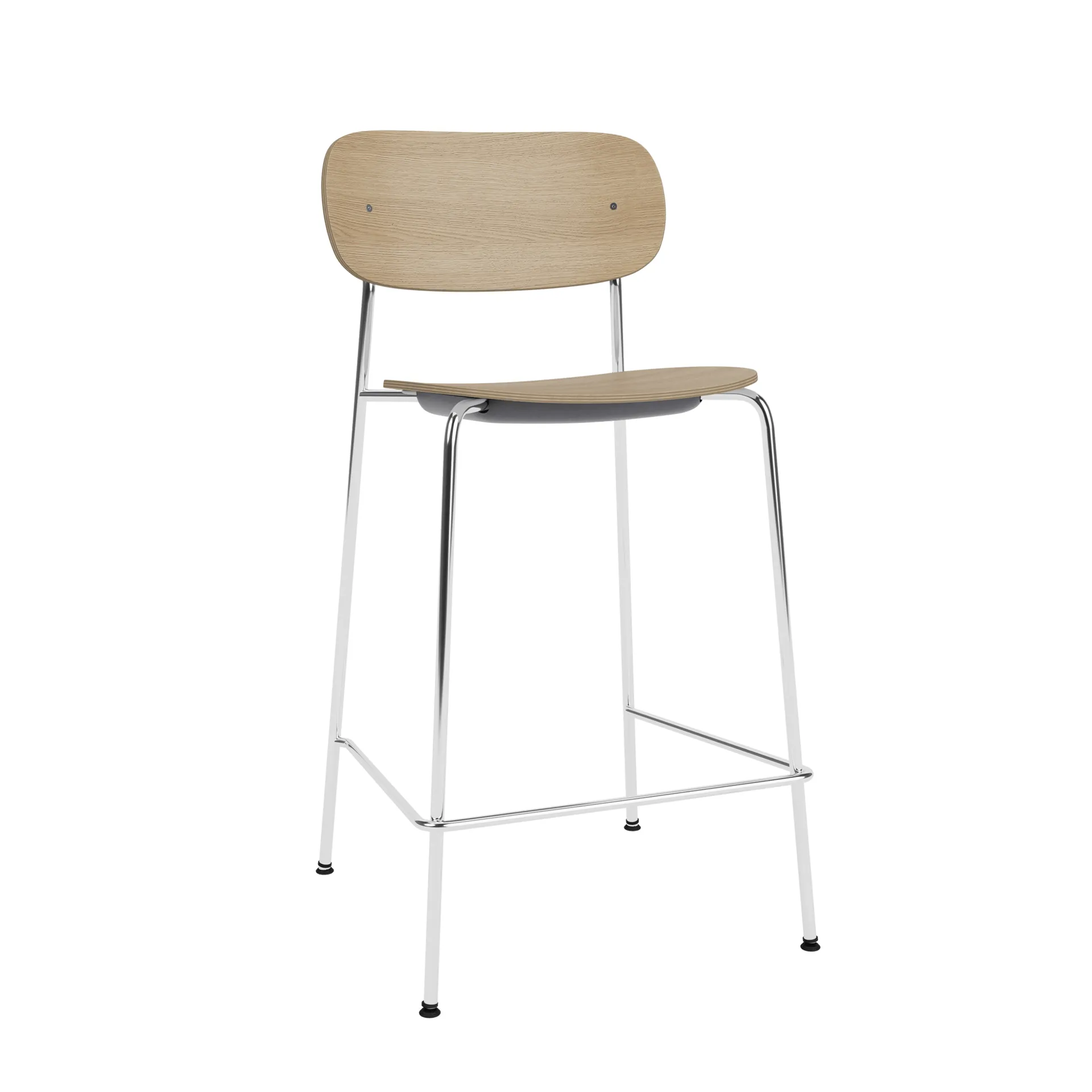 Co Bar Chair taburete de bar, Roble-acero cromado, 65 cm Audo Copenhagen