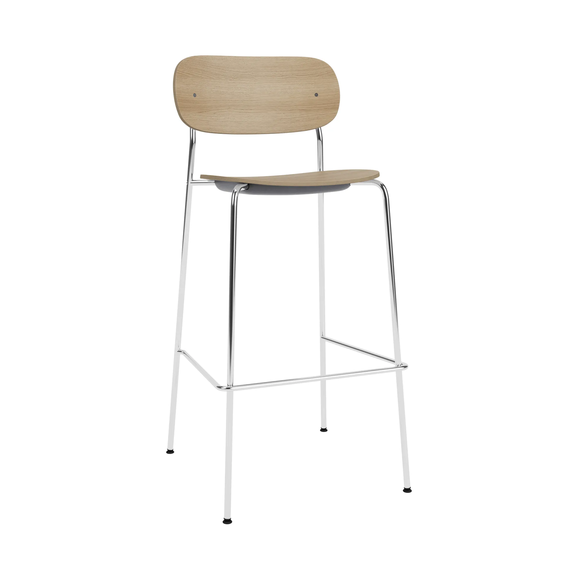 Co Bar Chair taburete de bar, Roble-acero cromado, 75 cm Audo Copenhagen