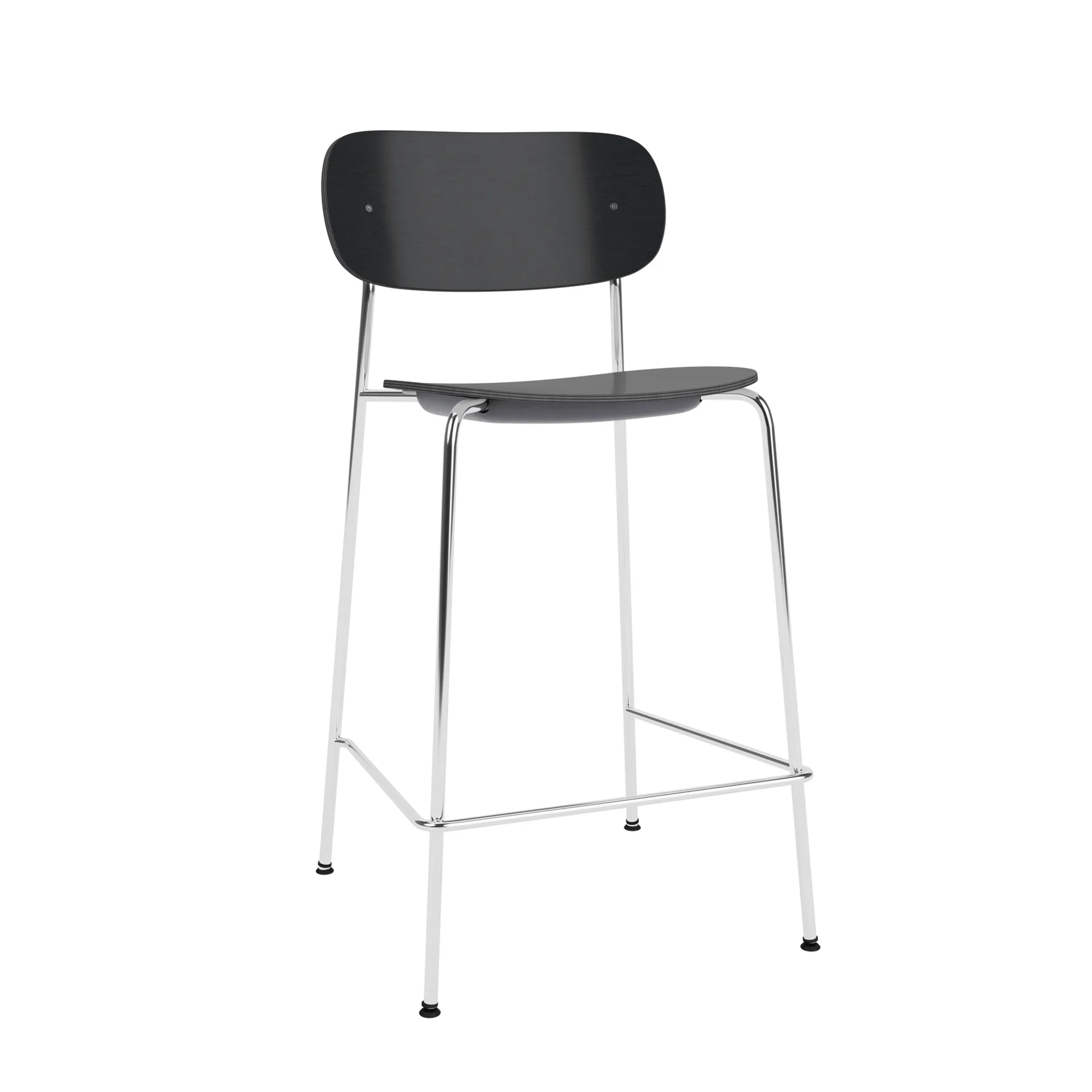 Co Bar Chair taburete de bar, Roble negro-acero cromado, 65 cm Audo Copenhagen