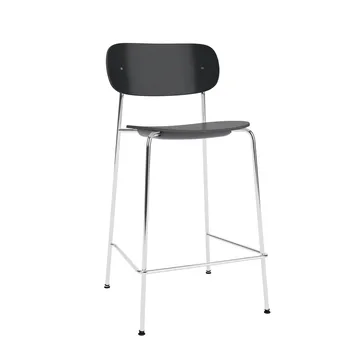 Co Bar Chair taburete de bar - Roble negro-acero cromado, 65 cm - Audo Copenhagen