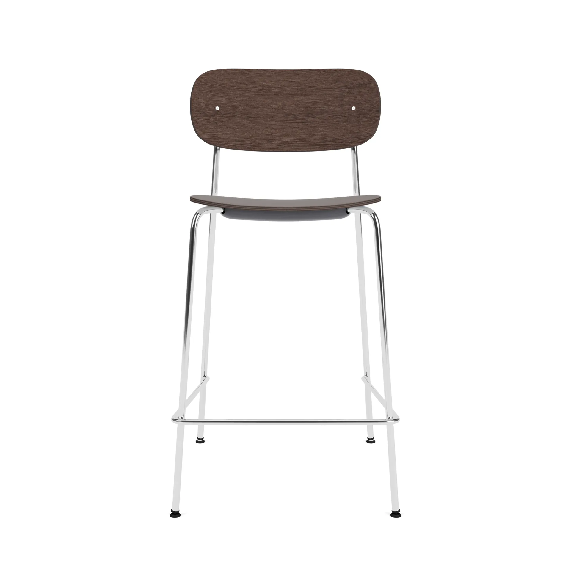 Co Bar Chair taburete de bar, Roble teñido oscuro-acero cromado, 65 cm Audo Copenhagen