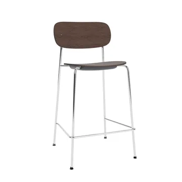 Co Bar Chair taburete de bar - Roble teñido oscuro-acero cromado, 65 cm - Audo Copenhagen