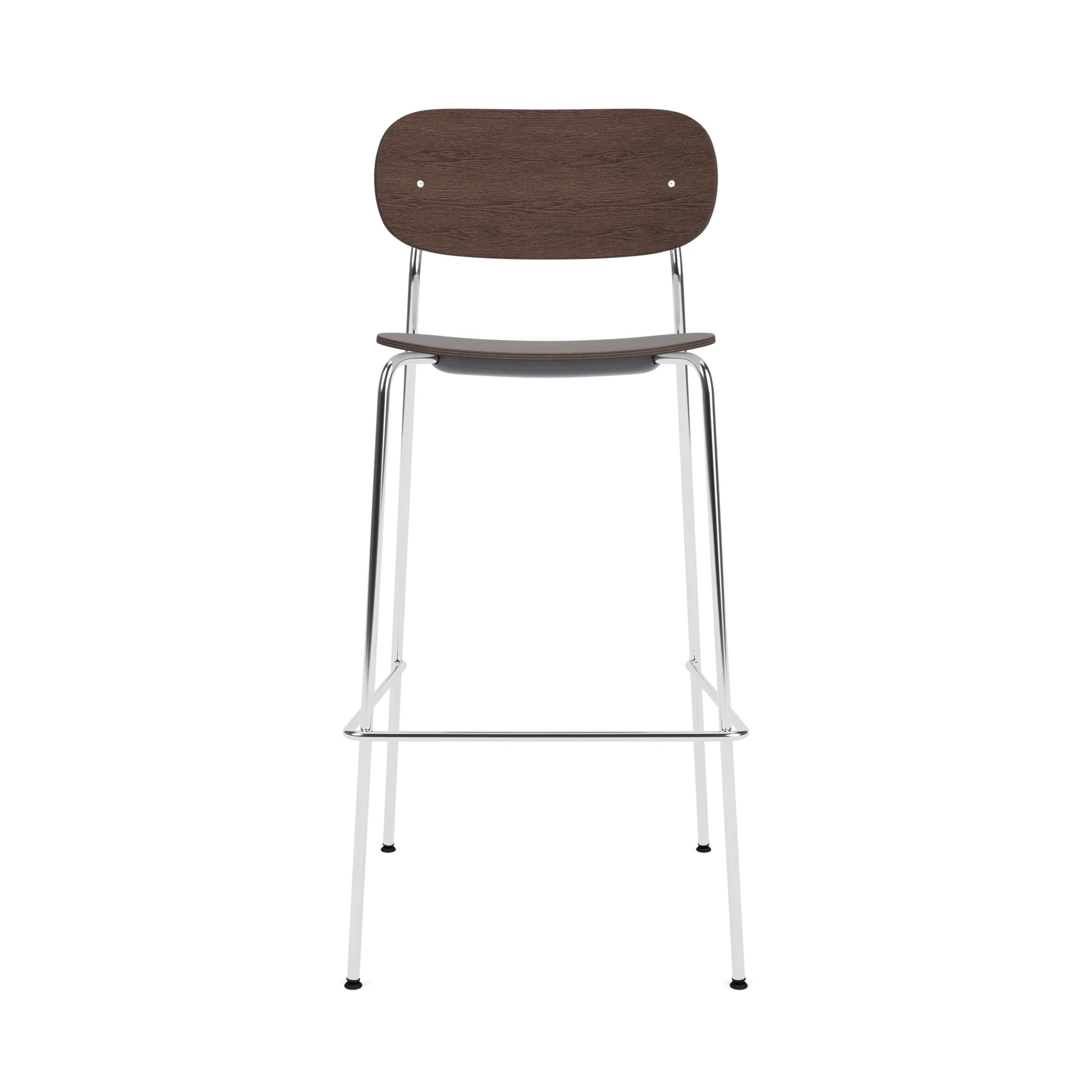 Co Bar Chair taburete de bar, Roble teñido oscuro-acero cromado, 75 cm Audo Copenhagen