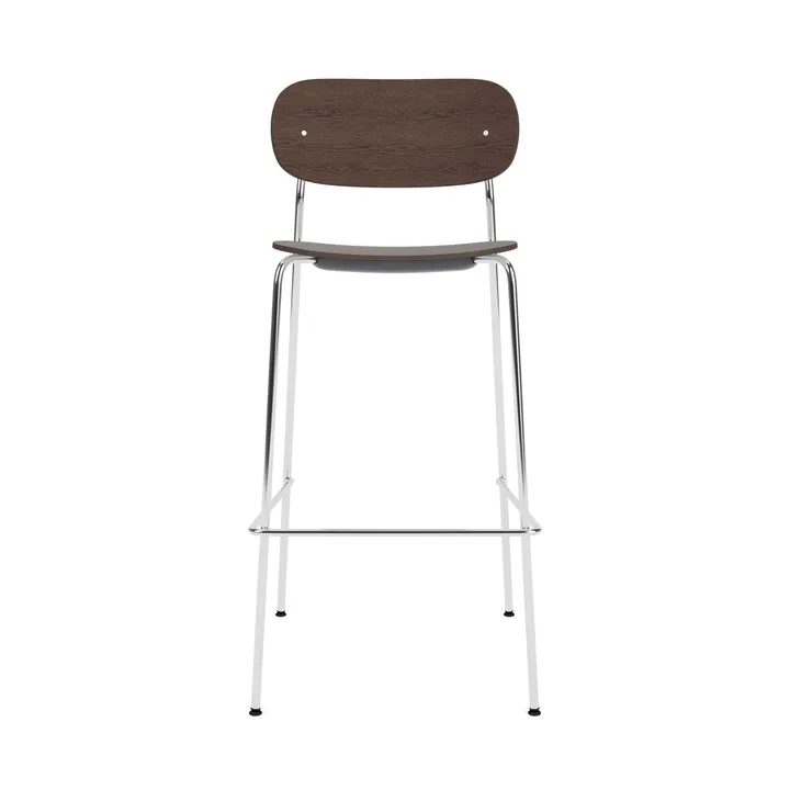Co Bar Chair taburete de bar - Roble teñido oscuro-acero cromado, 75 cm - Audo Copenhagen
