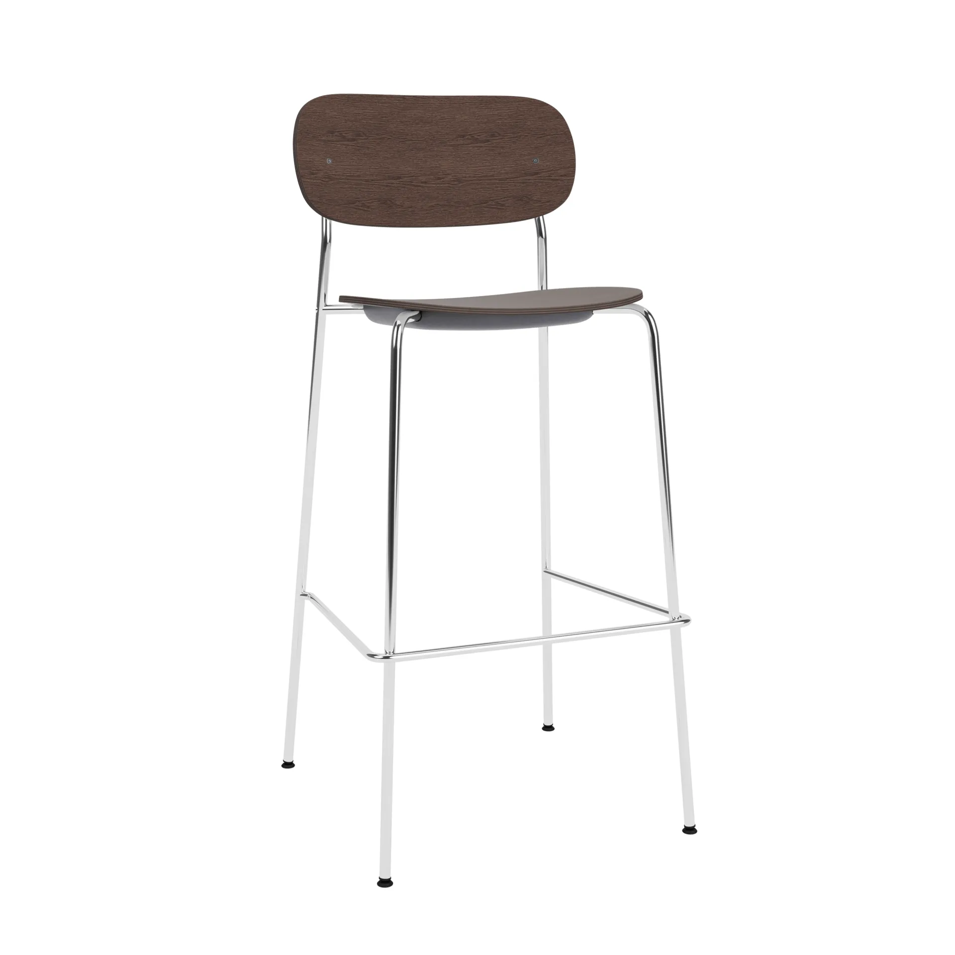 Co Bar Chair taburete de bar, Roble teñido oscuro-acero cromado, 75 cm Audo Copenhagen