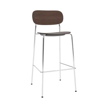 Co Bar Chair taburete de bar - Roble teñido oscuro-acero cromado, 75 cm - Audo Copenhagen