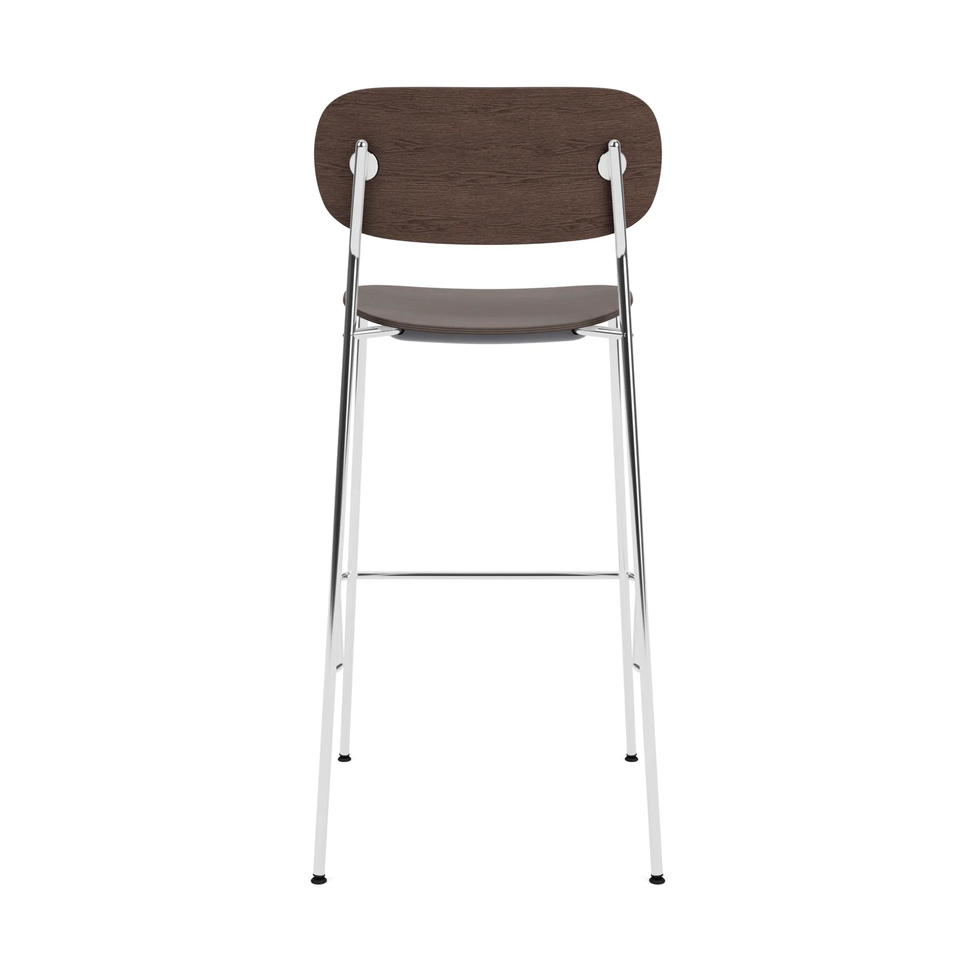 Co Bar Chair taburete de bar, Roble teñido oscuro-acero cromado, 75 cm Audo Copenhagen